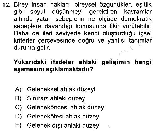 Birey ve Davranış 2021-2022 Ara Sınav - 12. soru