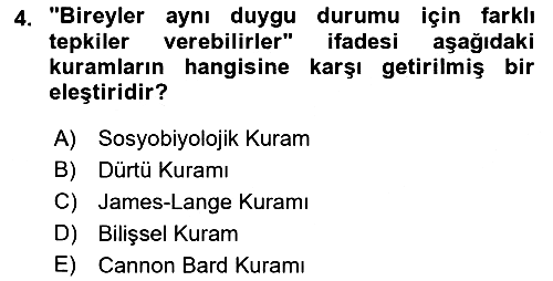 Birey ve Davranış 2022-2023 Yaz Okulu Sınavı - 4. soru