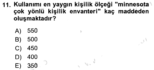 Birey ve Davranış 2022-2023 Yaz Okulu Sınavı - 11. soru