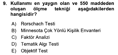 Birey ve Davranış 2023-2024 Yaz Okulu Sınavı - 9. soru