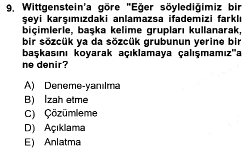 Çağdaş Felsefe 1 2017-2018 3 Ders Sınavı - 9. soru