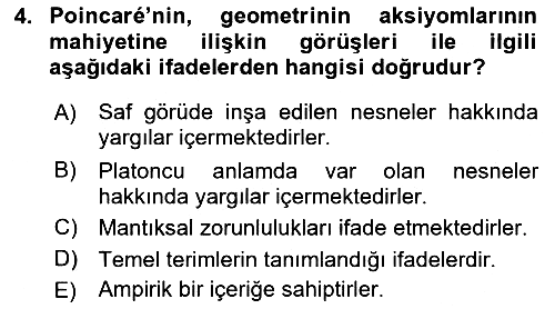 Çağdaş Felsefe 1 2018-2019 3 Ders Sınavı - 4. soru