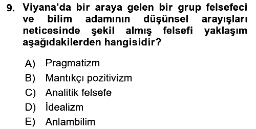 Çağdaş Felsefe 1 2018-2019 3 Ders Sınavı - 9. soru