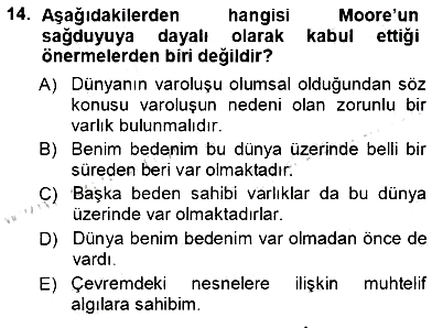 Çağdaş Felsefe 1 2012-2013 Ara Sınav - 14. soru