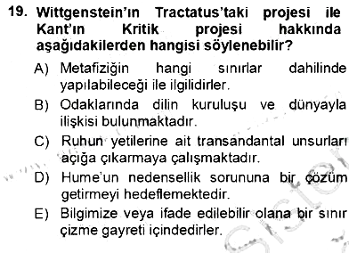 Çağdaş Felsefe 1 2012-2013 Ara Sınav - 19. soru