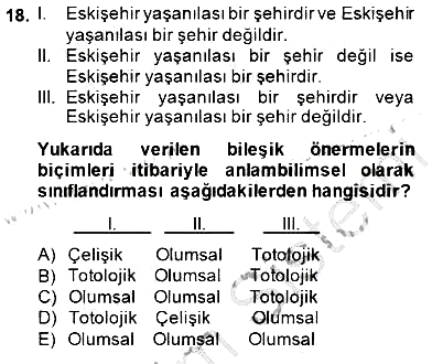Çağdaş Felsefe 1 2014-2015 Ara Sınav - 18. soru