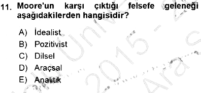 Çağdaş Felsefe 1 2015-2016 Ara Sınav - 11. soru