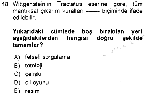 Çağdaş Felsefe 1 2023-2024 Ara Sınav - 18. soru
