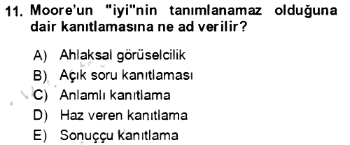 Çağdaş Felsefe 1 2024-2025 Ara Sınav - 11. soru