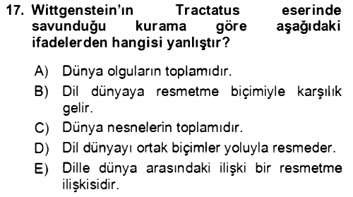 Çağdaş Felsefe 1 2024-2025 Ara Sınav - 17. soru