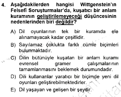 Çağdaş Felsefe 1 2012-2013 Dönem Sonu Sınavı - 4. soru