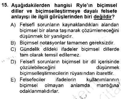 Çağdaş Felsefe 1 2012-2013 Dönem Sonu Sınavı - 15. soru