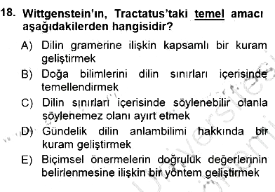 Çağdaş Felsefe 1 2012-2013 Dönem Sonu Sınavı - 18. soru