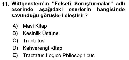 Çağdaş Felsefe 1 2018-2019 Dönem Sonu Sınavı - 11. soru