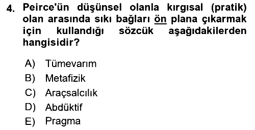 Çağdaş Felsefe 1 2021-2022 Dönem Sonu Sınavı - 4. soru