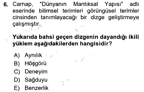Çağdaş Felsefe 1 2021-2022 Dönem Sonu Sınavı - 6. soru