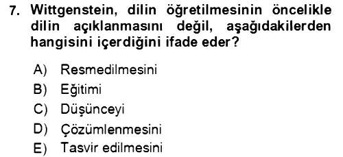 Çağdaş Felsefe 1 2023-2024 Dönem Sonu Sınavı - 7. soru