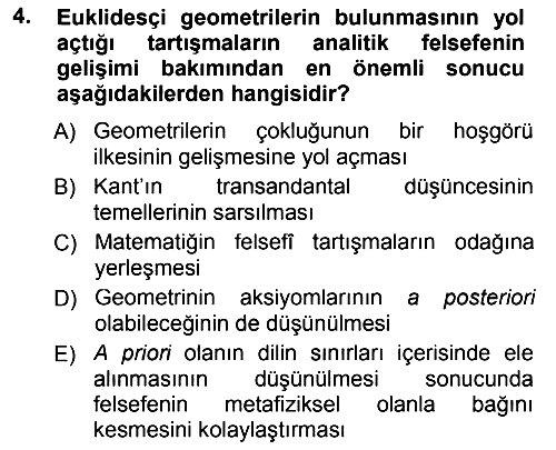 Çağdaş Felsefe 1 2013-2014 Tek Ders Sınavı - 4. soru