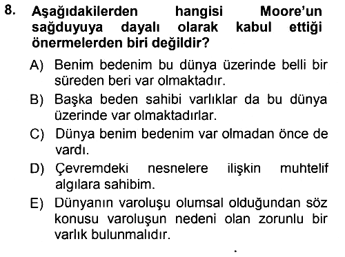 Çağdaş Felsefe 1 2013-2014 Tek Ders Sınavı - 8. soru