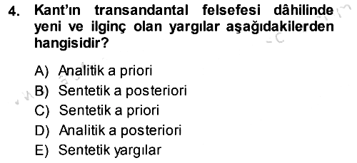 Çağdaş Felsefe 1 2014-2015 Tek Ders Sınavı - 4. soru