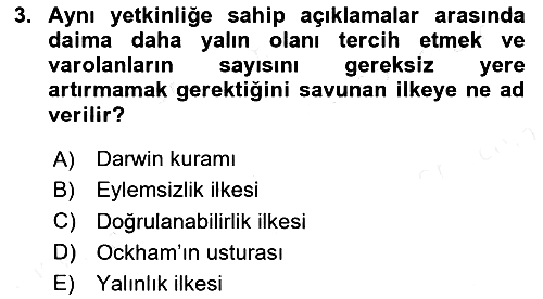 Çağdaş Felsefe 1 2015-2016 Tek Ders Sınavı - 3. soru