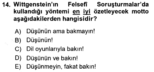 Çağdaş Felsefe 1 2015-2016 Tek Ders Sınavı - 14. soru