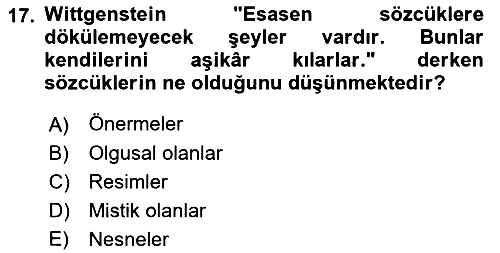 Çağdaş Felsefe 1 2015-2016 Tek Ders Sınavı - 17. soru