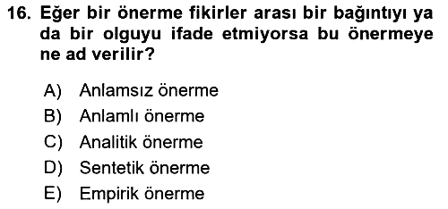 Çağdaş Felsefe 1 2020-2021 Yaz Okulu Sınavı - 16. soru