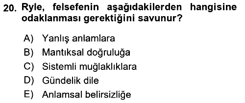 Çağdaş Felsefe 1 2020-2021 Yaz Okulu Sınavı - 20. soru