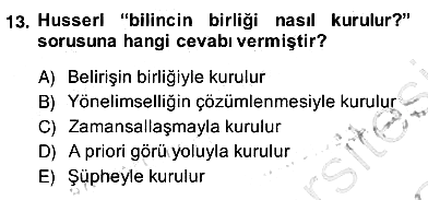 Çağdaş Felsefe 2 2013-2014 Ara Sınav - 13. soru