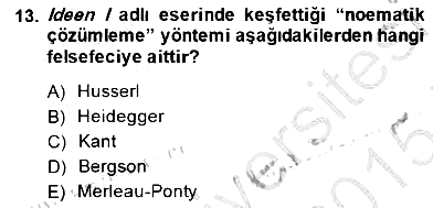 Çağdaş Felsefe 2 2014-2015 Ara Sınav - 13. soru