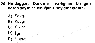 Çağdaş Felsefe 2 2014-2015 Ara Sınav - 20. soru