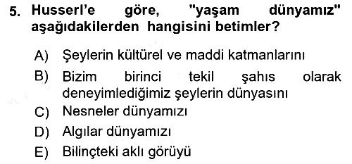 Çağdaş Felsefe 2 2015-2016 Ara Sınav - 5. soru