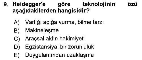 Çağdaş Felsefe 2 2016-2017 Ara Sınav - 9. soru
