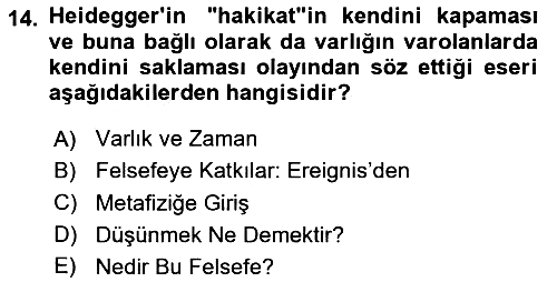 Çağdaş Felsefe 2 2023-2024 Ara Sınav - 14. soru