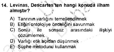 Çağdaş Felsefe 2 2012-2013 Dönem Sonu Sınavı - 14. soru