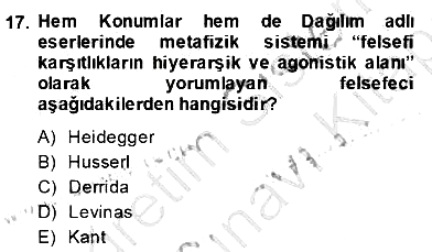 Çağdaş Felsefe 2 2013-2014 Dönem Sonu Sınavı - 17. soru
