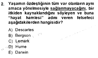 Çağdaş Felsefe 2 2014-2015 Dönem Sonu Sınavı - 2. soru