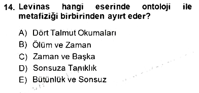 Çağdaş Felsefe 2 2014-2015 Dönem Sonu Sınavı - 14. soru
