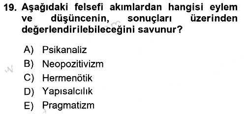 Çağdaş Felsefe 2 2023-2024 Dönem Sonu Sınavı - 19. soru
