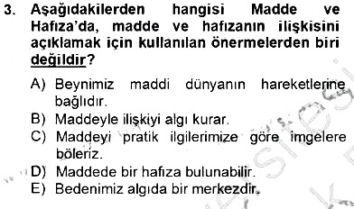 Çağdaş Felsefe 2 2013-2014 Tek Ders Sınavı - 3. soru