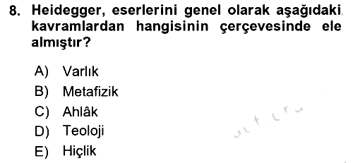 Çağdaş Felsefe 2 2020-2021 Yaz Okulu Sınavı - 8. soru