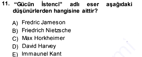 Çağdaş Sosyoloji Kuramları 2013-2014 Ara Sınav - 11. soru
