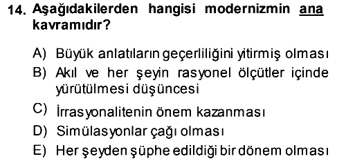 Çağdaş Sosyoloji Kuramları 2014-2015 Ara Sınav - 14. soru
