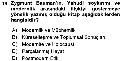 Çağdaş Sosyoloji Kuramları 2016-2017 Ara Sınav - 19. soru