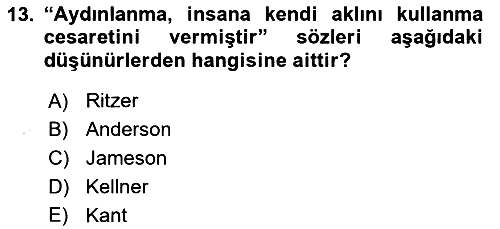 Çağdaş Sosyoloji Kuramları 2019-2020 Ara Sınav - 13. soru