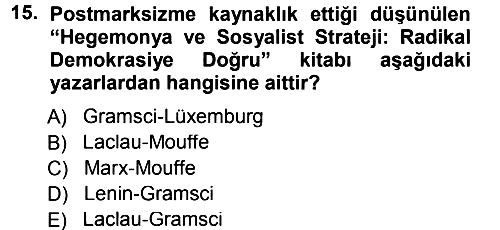 Çağdaş Sosyoloji Kuramları 2012-2013 Dönem Sonu Sınavı - 15. soru