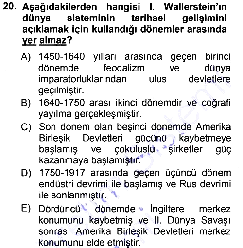 Çağdaş Sosyoloji Kuramları 2012-2013 Dönem Sonu Sınavı - 20. soru