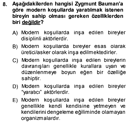 Çağdaş Sosyoloji Kuramları 2013-2014 Dönem Sonu Sınavı - 8. soru