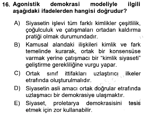 Çağdaş Sosyoloji Kuramları 2024-2025 Dönem Sonu Sınavı - 16. soru